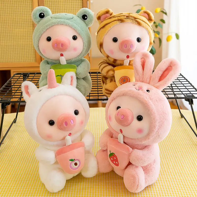 Floroux - Joli petit cochon en peluche dans un costume de grenouille pour enfants