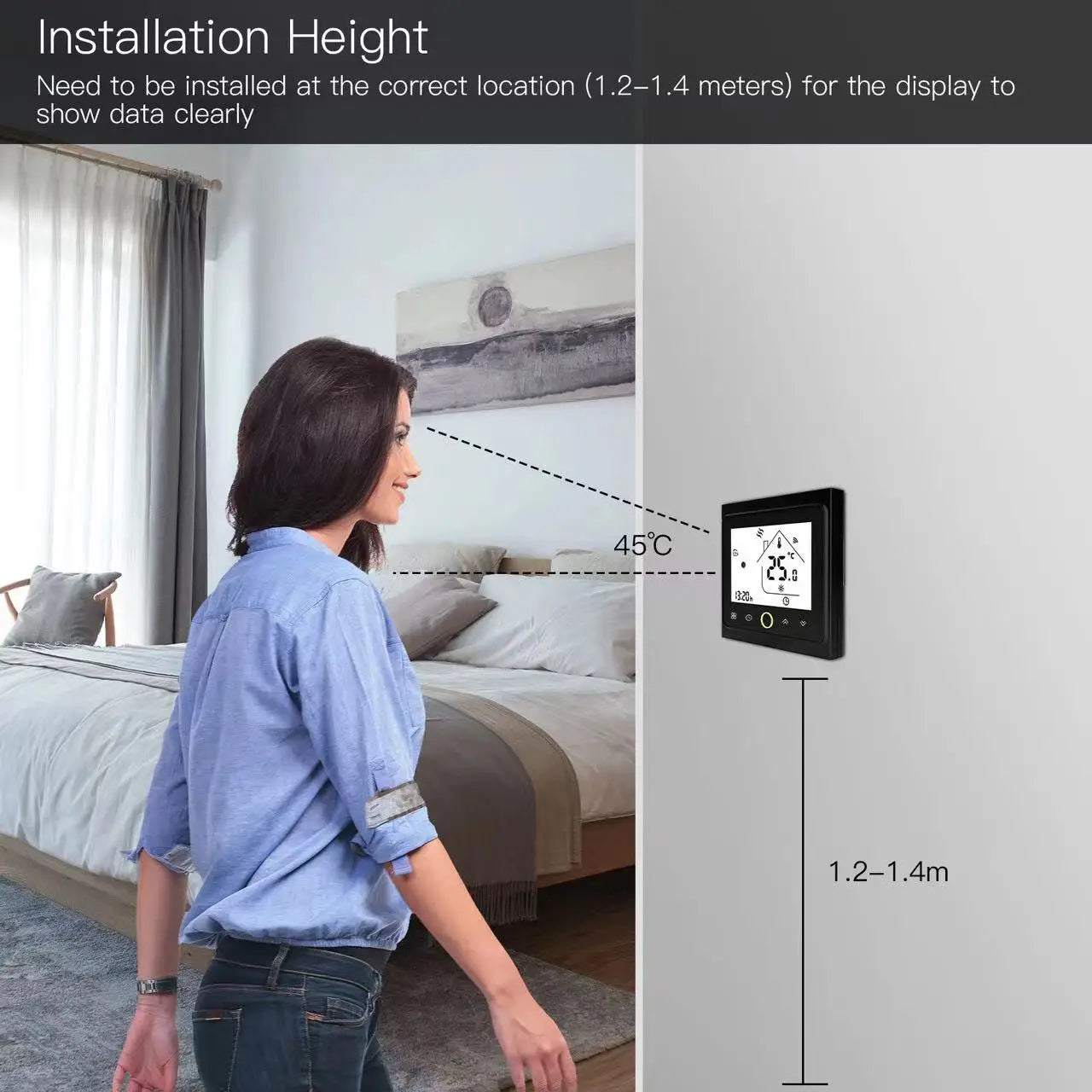 Thermostat LCD Intelligent WiFi Affichage de Contrôle de Température - Contrôle de Chauffage au Sol WiFi & Chaudière à Gaz via SmartLife Google Alexa Apps