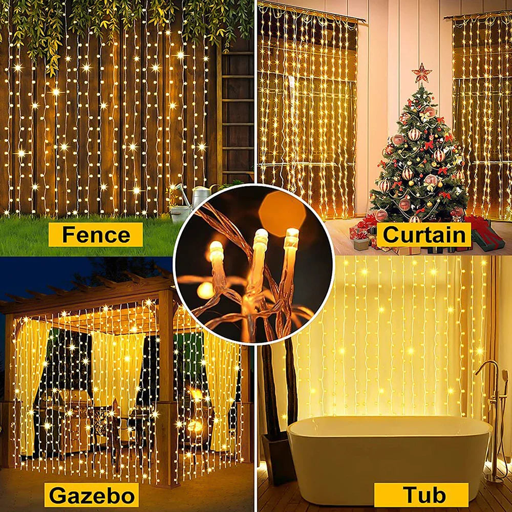 Guirlande lumineuse icicle solaire étanche - Décor de Noël d'extérieur avec 96 LED, 8 modes et télécommande pour jardin, patio, fête 3,5 m (137,7 pouces)