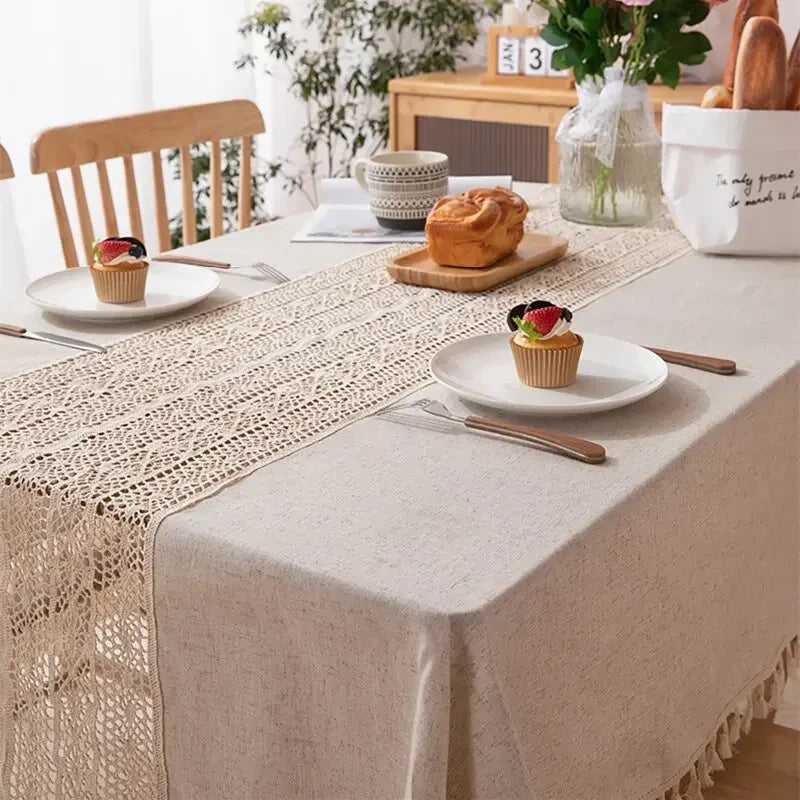 Floroux | Nappe rectangulaire rustique style hollow