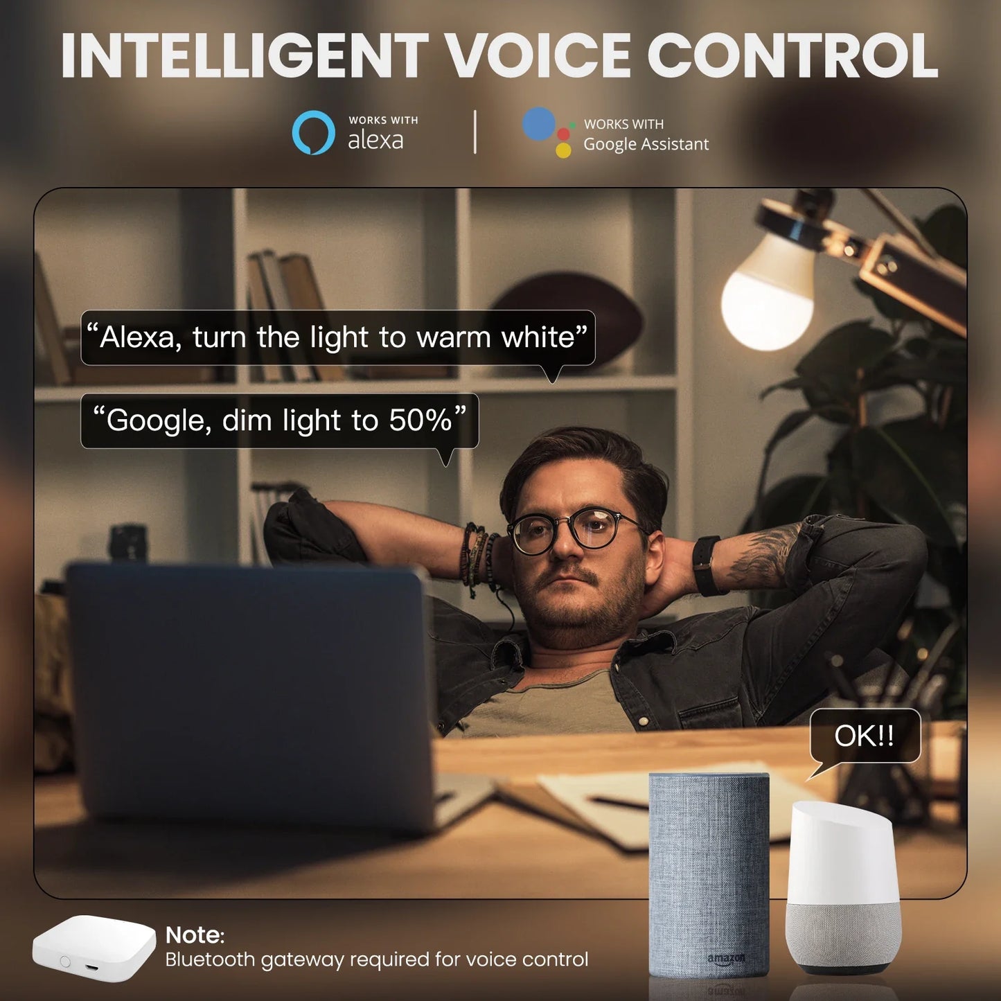 Ampoule LED Bluetooth Tuya Smart E27 9W - WiFi RGB Dimmable Contrôle via SmartLife Google Alexa Apps