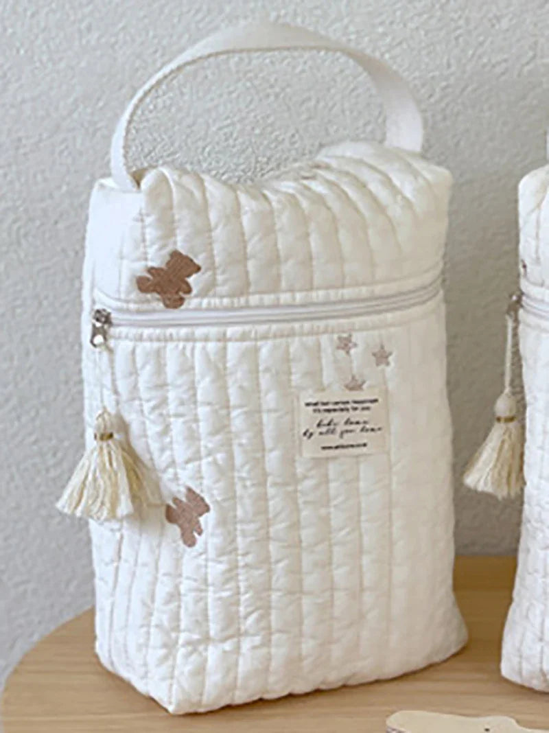 Sac à langer brodé en Jean : sac à langer portable avec fermeture éclair suspendu pour poussette