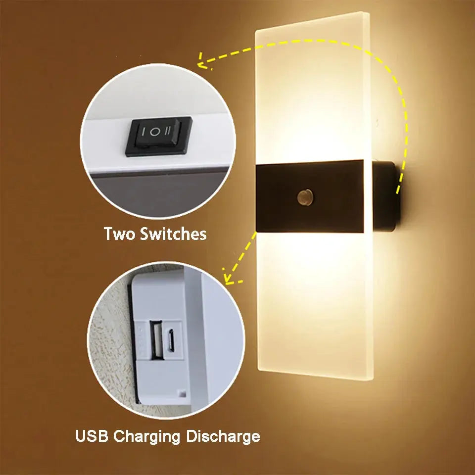 Lumière Éclatante - Applique Murale Tactile Rechargeable USB