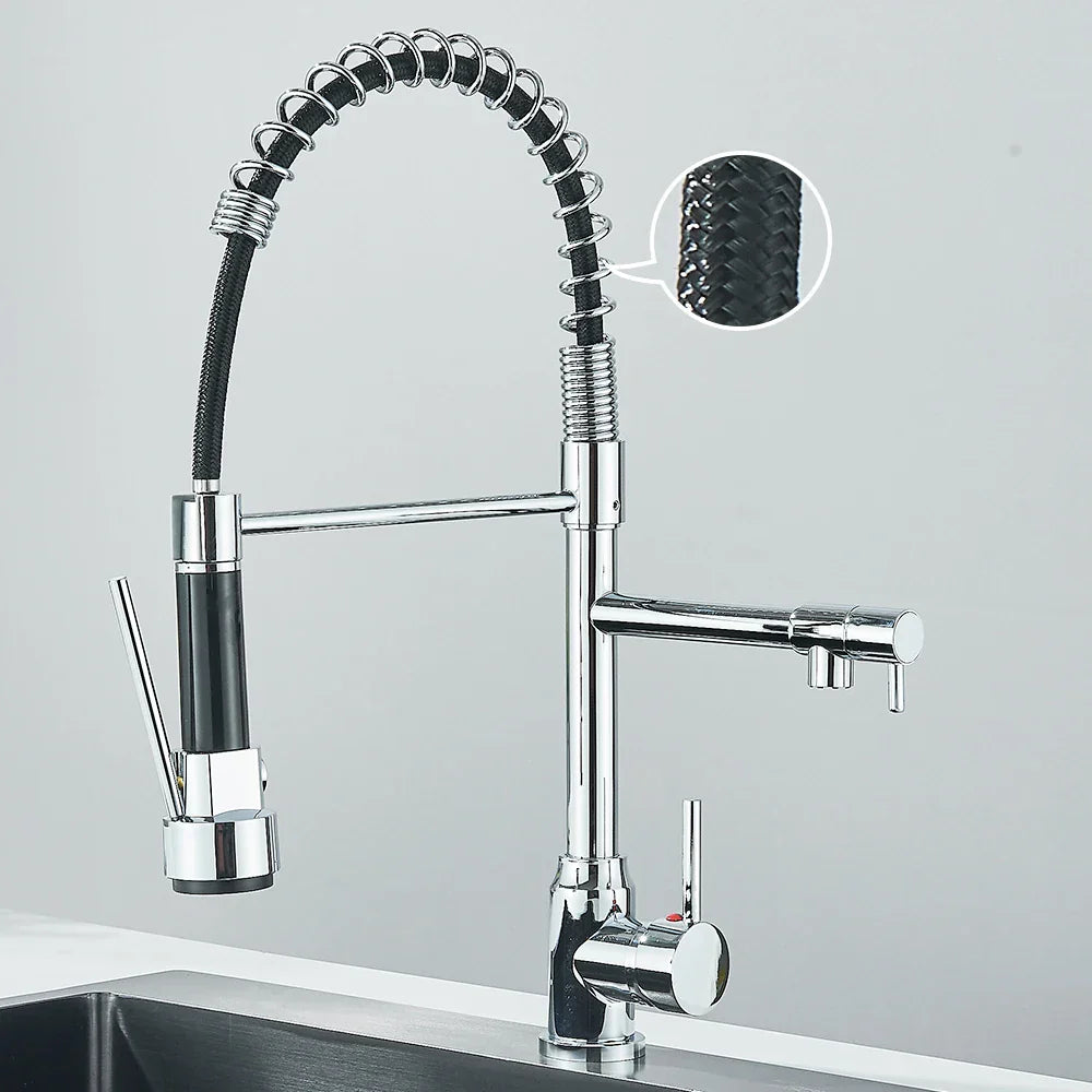 FlexiSource – Robinet de Cuisine à Double Bec avec Mélangeur