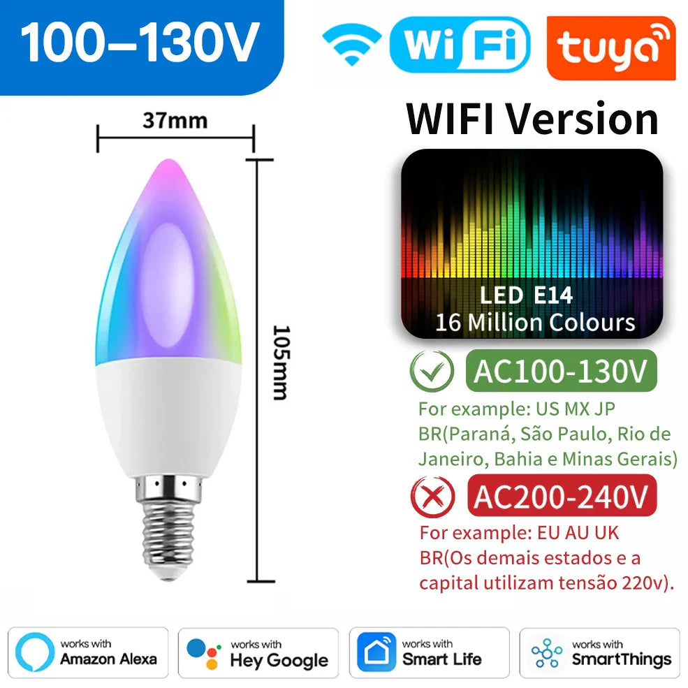 Ampoules LED intelligentes Tuya Zigbee E27 E14 GU10 - Dimmable RGB contrôlées par Wifi via les applications SmartLife Google Alexa