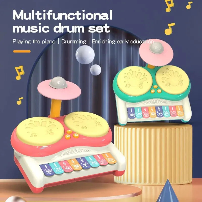 Clavier musical électronique pour enfants & ensemble de batterie - jeu éducatif pour garçons et filles de 3 ans et plus, jouets d'instruments de musique en plastique durable
