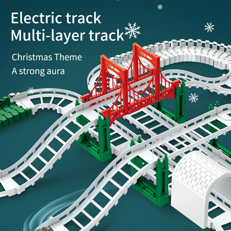 Ensemble de train électrique de Noël pour enfants - Jouet de voiture sur rail amusant, cadeau éducatif pour les enfants, jeu de fête alimenté par batterie