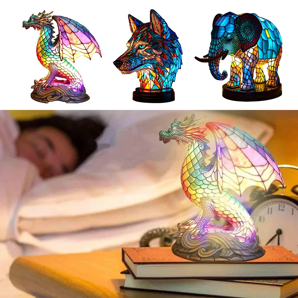 LumiFaune - Lampe 3D en Verre Animal Décoratif