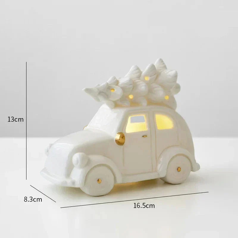 Bonhomme de neige en céramique lumineux – Figurine décorative festive pour des soirées d'hiver chaleureuses
