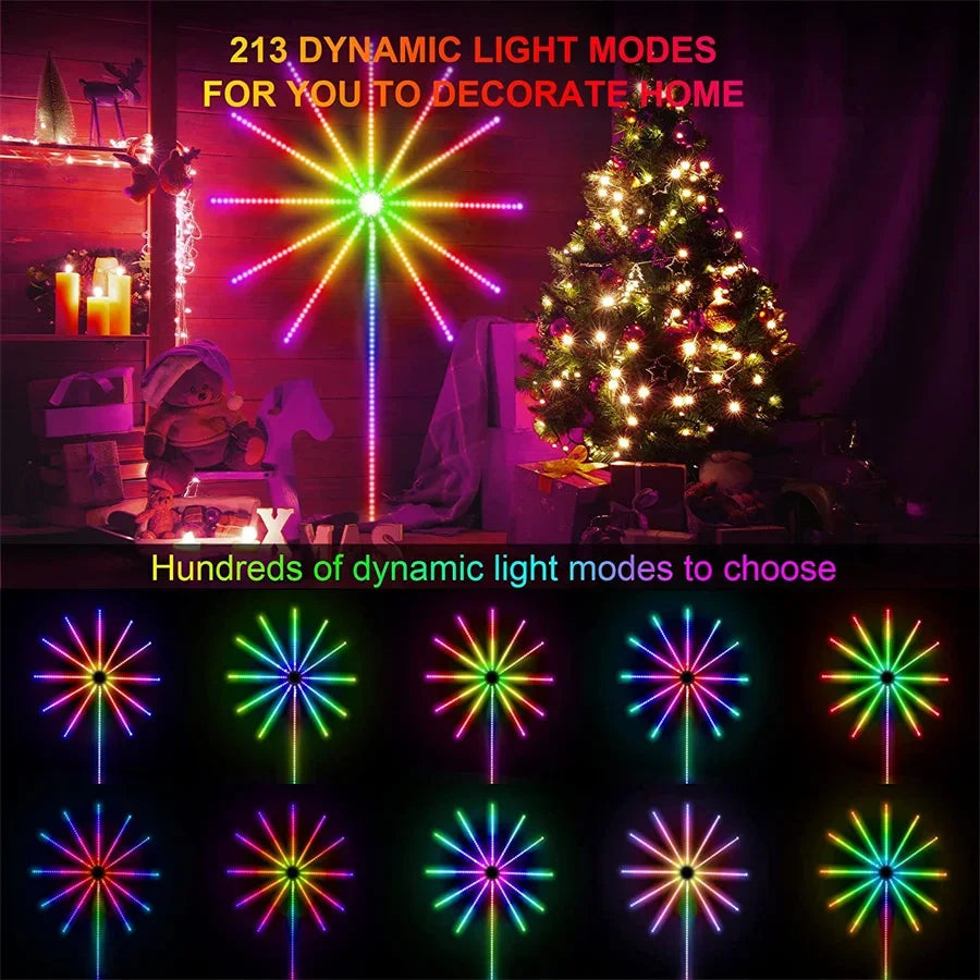 Guirlande lumineuse LED RGB intelligente - Lumières féériques Starburst contrôlées par application avec synchronisation musicale pour fêtes, mariages et décorations de vacances