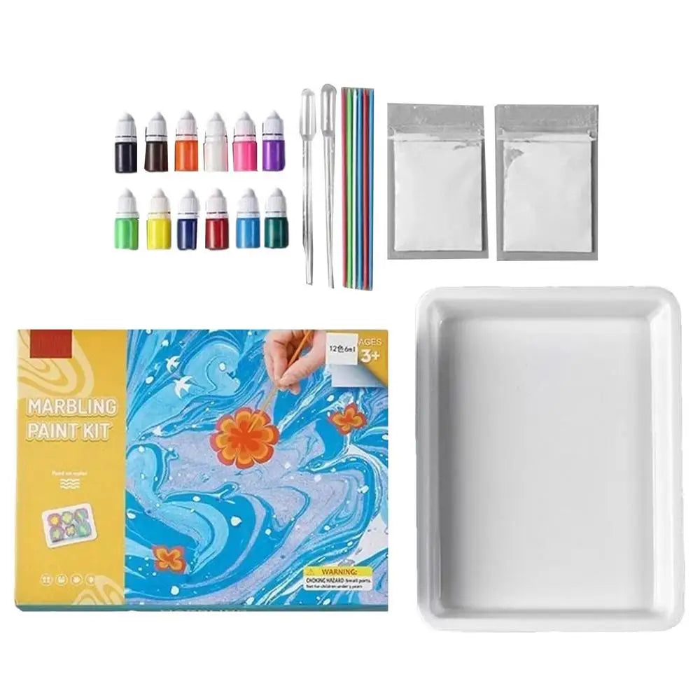 Set de peinture marbrée créative pour enfants - Kit d'art DIY amusant pour garçons et filles de 6 à 10 ans, cadeau de vacances unique pour les jeunes artistes en herbe