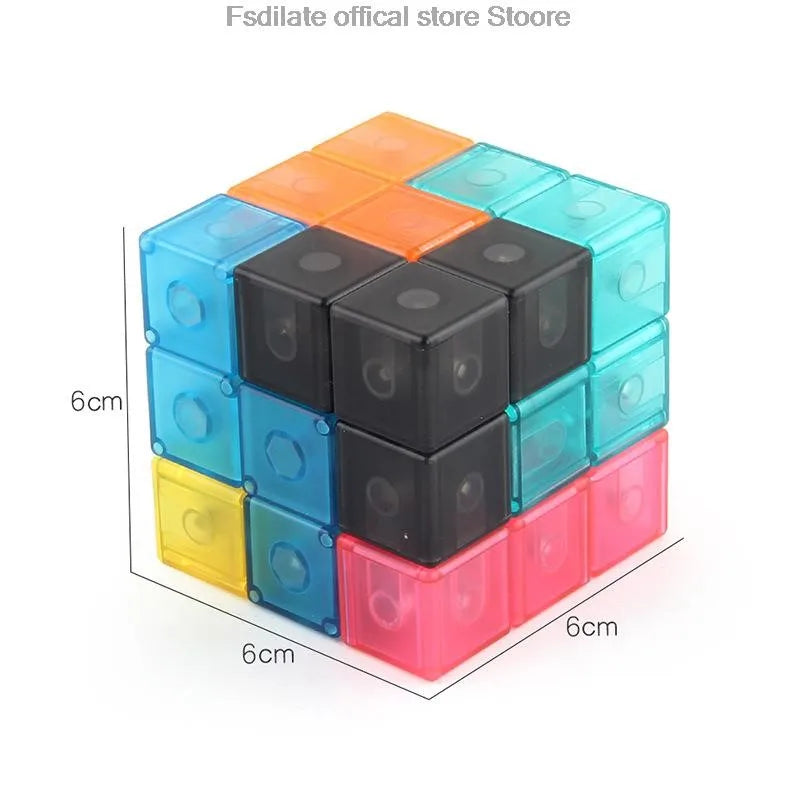 Cubes magnétiques à construire amovibles - Jouet puzzle éducatif anti-stress pour enfants, cadeau amusant pour l'apprentissage précoce
