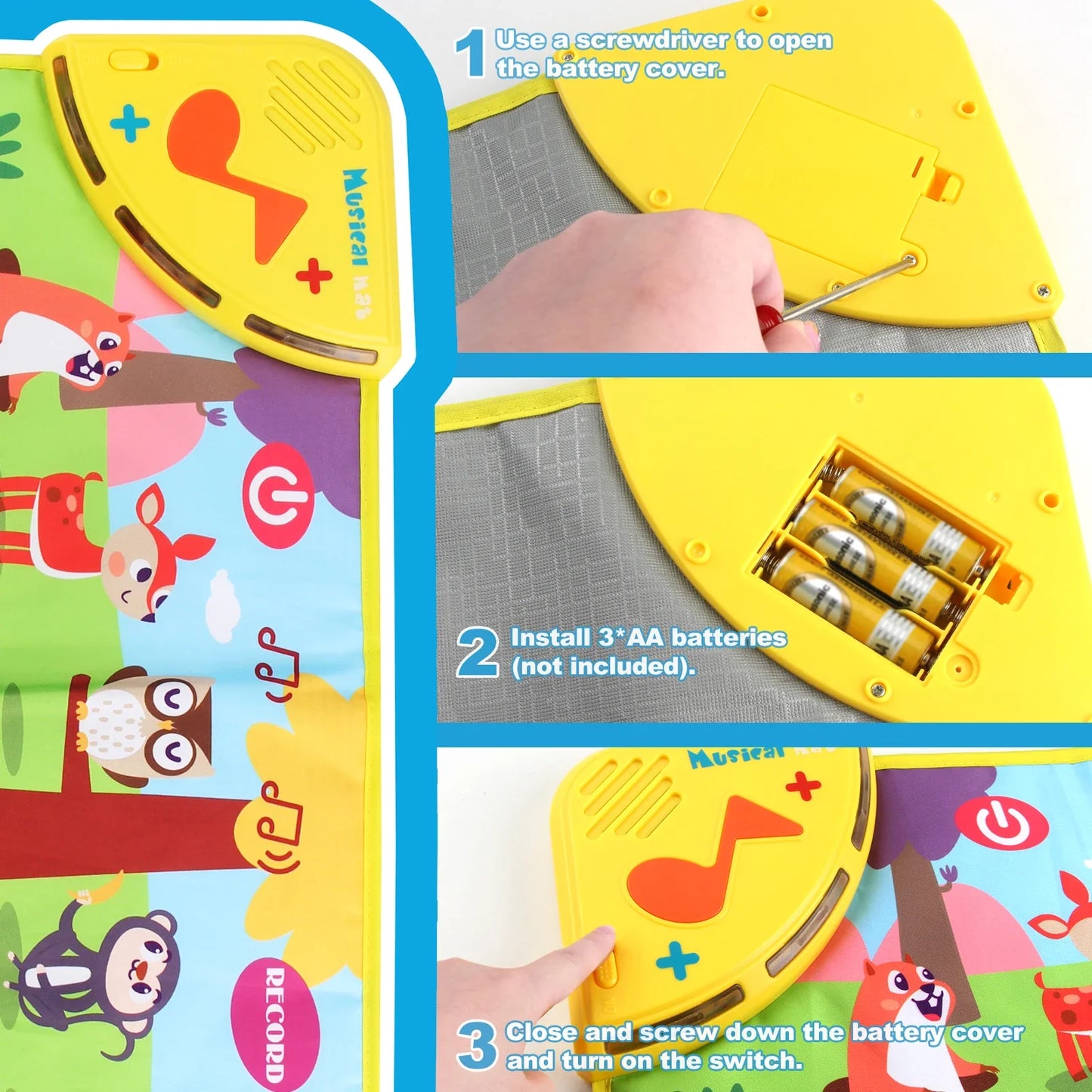 Tapis de danse musical multifonctionnel pour tout-petits - Clavier piano interactif avec sons d'animaux, cadeau éducatif pour enfants, amusement portable !