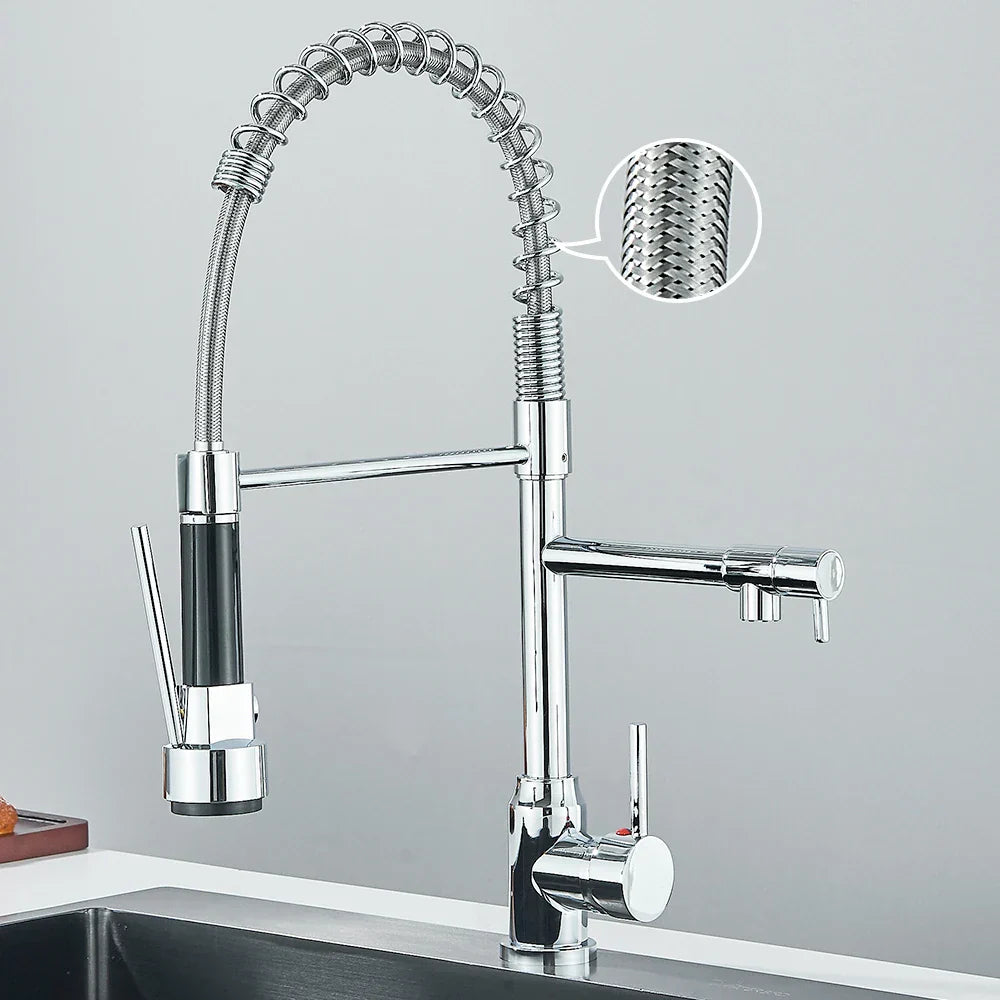 FlexiSource – Robinet de Cuisine à Double Bec avec Mélangeur