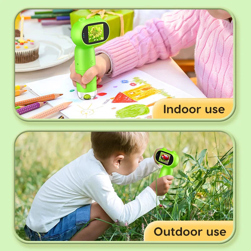 Microscope numérique portatif pour enfants - 1000x de grossissement, écran IPS de 2" outil de collection de pièces