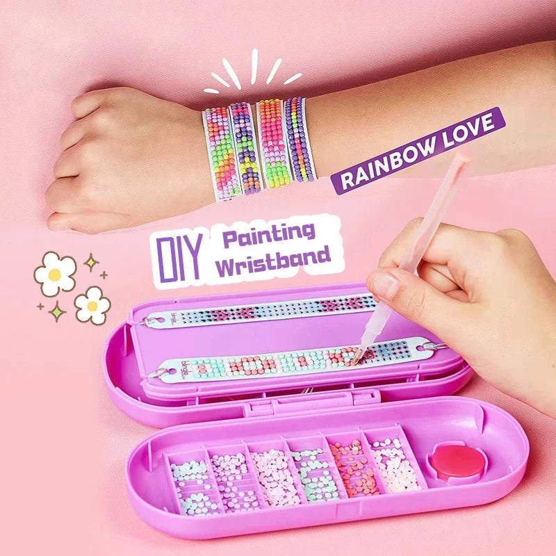 Bracelet de peinture diamant DIY réglable pour enfants et adultes - Artisanat de bijoux créatif avec art de broderie
