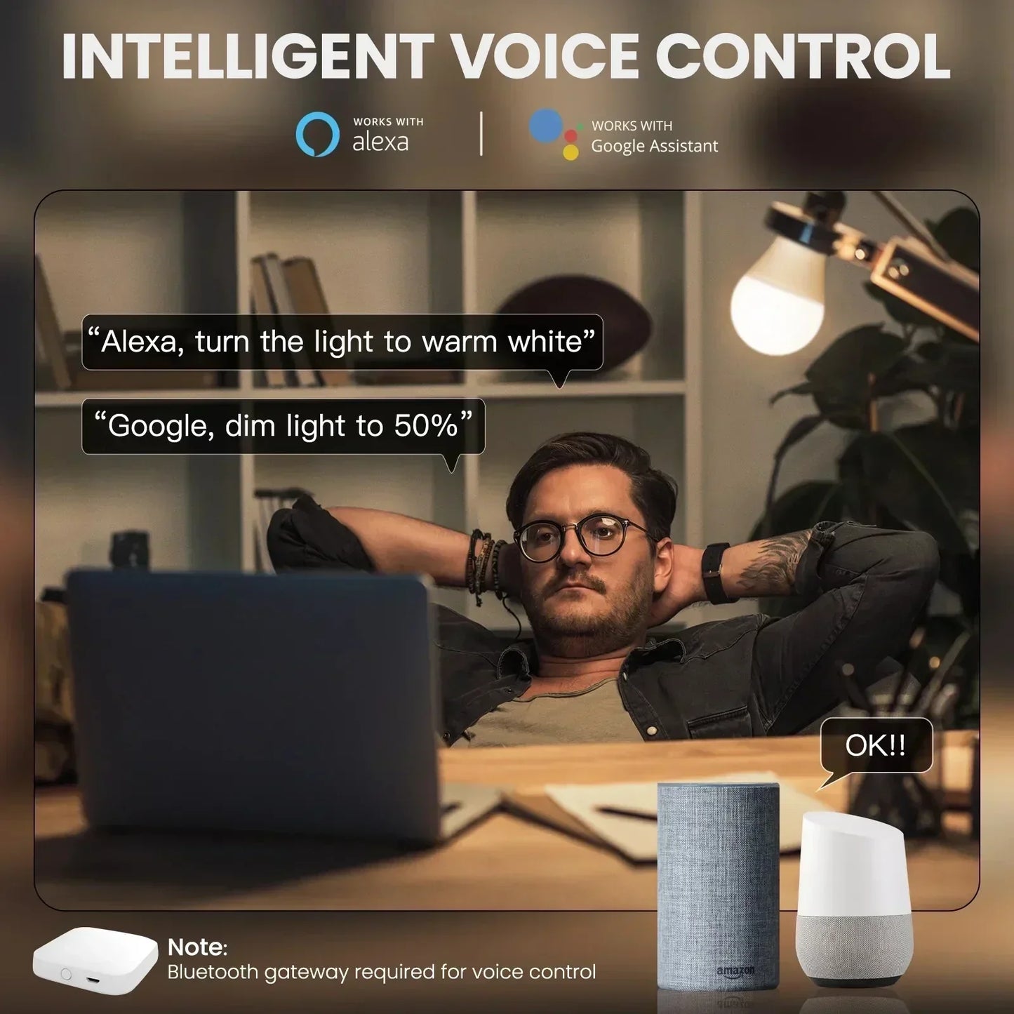 Ampoule Intelligente Tuya E27 10W 15W - RGB Dimmable Contrôle WiFi Bluetooth via SmartLife Google Alexa Apps