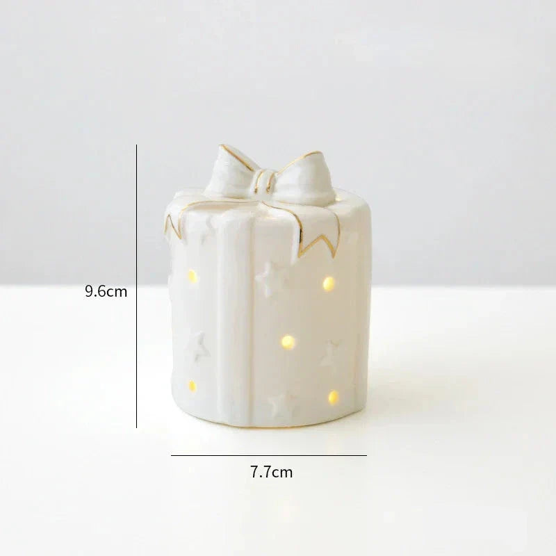 Bonhomme de neige en céramique lumineux – Figurine décorative festive pour des soirées d'hiver chaleureuses