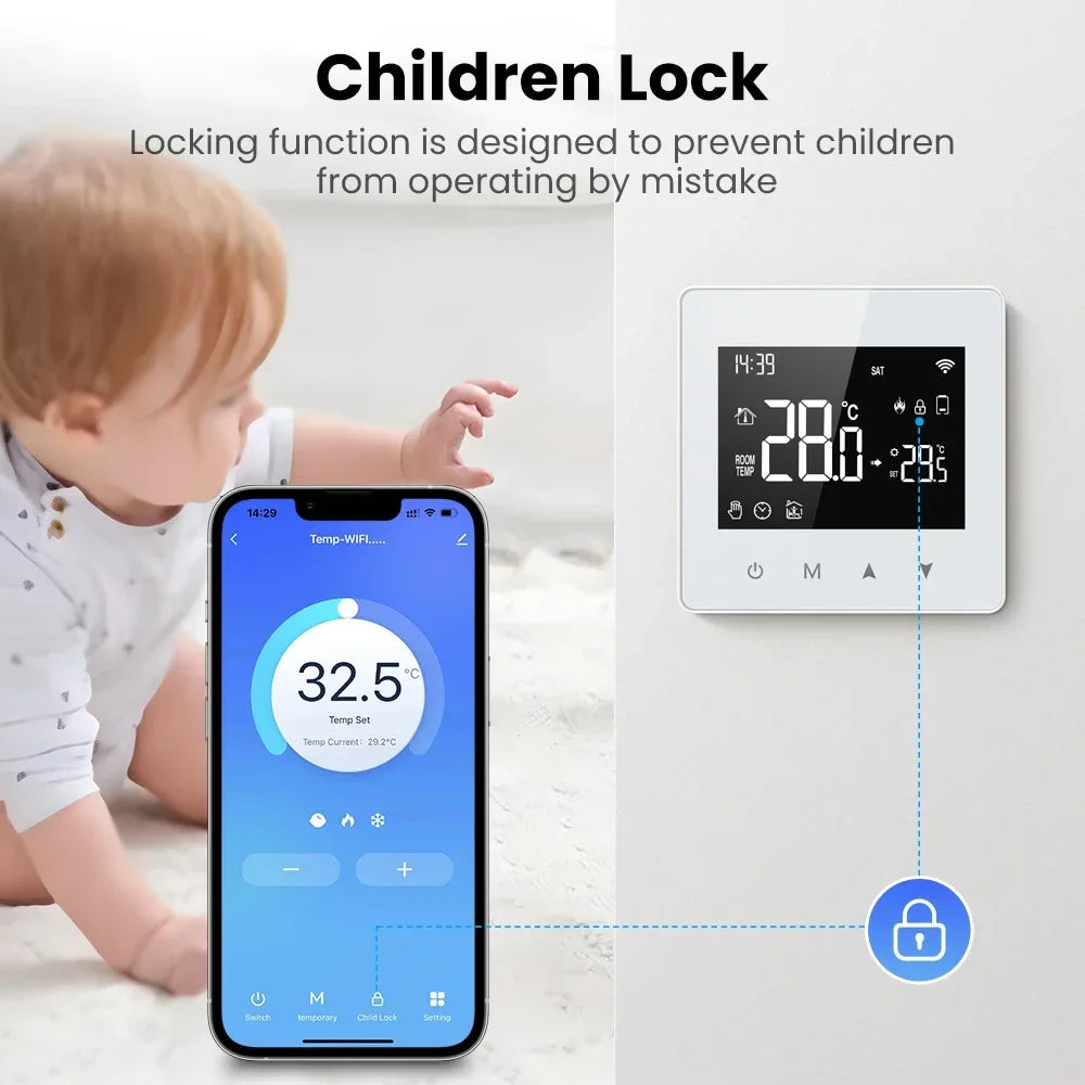 Thermostat d'affichage de chaudière à eau Tuya Zigbee - Contrôle de température WiFi via SmartLife Google Alexa Apps