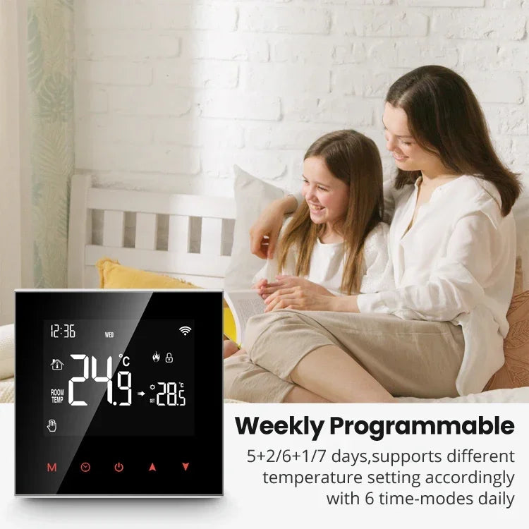 Thermostat Intelligent Tuya Contrôle pour Chauffage au Sol Hydraulique & Électrique - Contrôle Vocal Wifi via Google Alexa SmartThings Apps