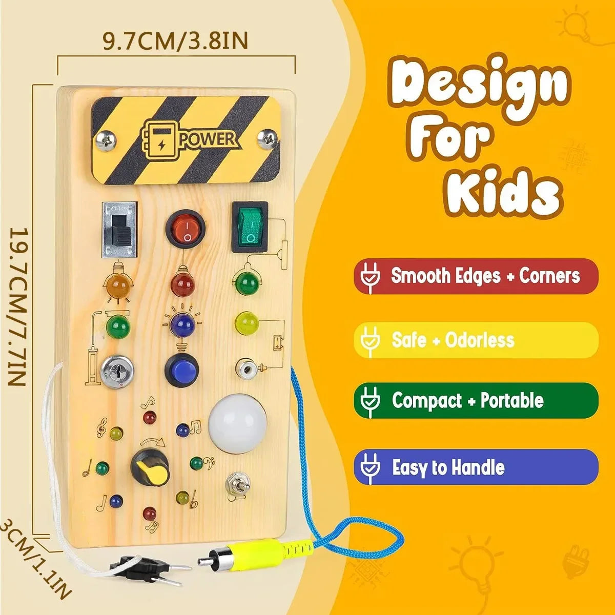 Tableau de Formation Sensorielle Montessori pour Enfants - Jouet Éducatif en Bois avec Lumières LED, Cadeau d'Apprentissage Précoce pour Bébés