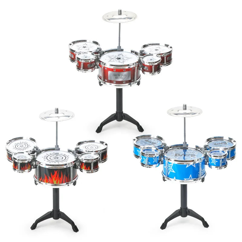 Kit de batterie jazz pour enfants - Jouet de percussion facile à utiliser pour les jeunes musiciens avec 5 tambours et cymbales