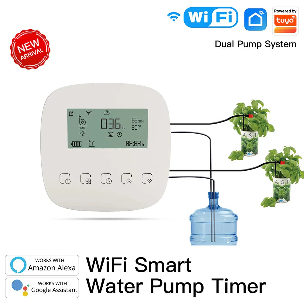 Tuya Smart Water Pump Timer - Contrôle d'arrosage par irrigation micro-goutte WiFi via les applications SmartLife Google Alexa