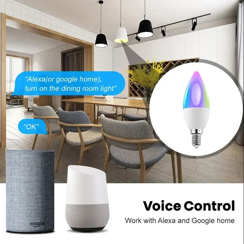 Ampoule LED intelligente Tuya Zigbee E14 - Contrôle WiFi Bluetooth via SmartLife Google Alexa Apps