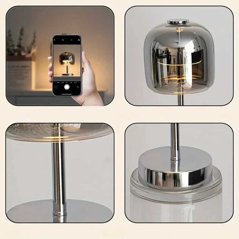LumièreNord - Lampe de Table Décorative en Verre au Design Épuré