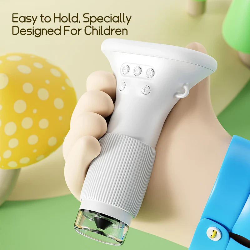 Microscope Mini Portatif 1000X pour Enfants - Jouet Scientifique STEM Extérieur, Outil de Laboratoire de Poche de 2,0 Pouces