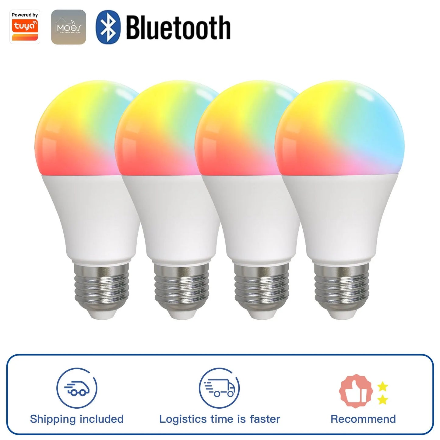 Ampoule LED Bluetooth Tuya Smart E27 9W - WiFi RGB Dimmable Contrôle via SmartLife Google Alexa Apps