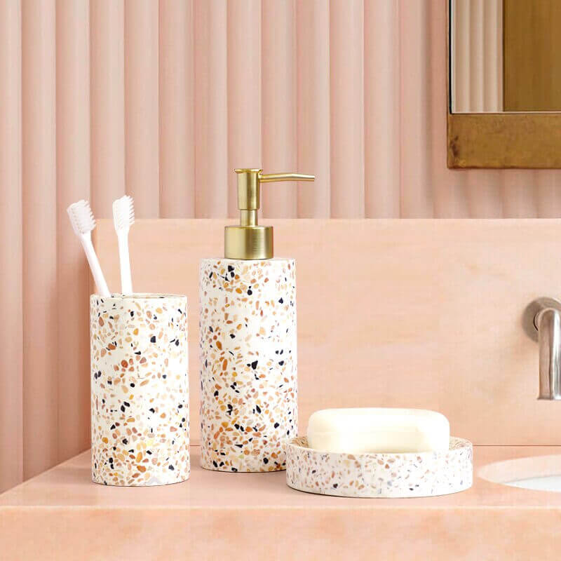 Ensemble de salle de bain en céramique terrazzo 3 pièces