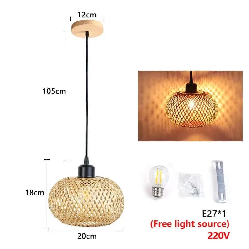 Chic lustre en rotin du milieu du siècle