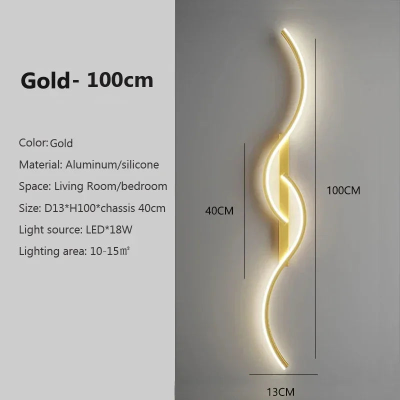 Lampe murale LED 60/80/100CM Télécommande intelligente Température de couleur réglable Luminosité Chambre de nuit Salon Appliques murales
