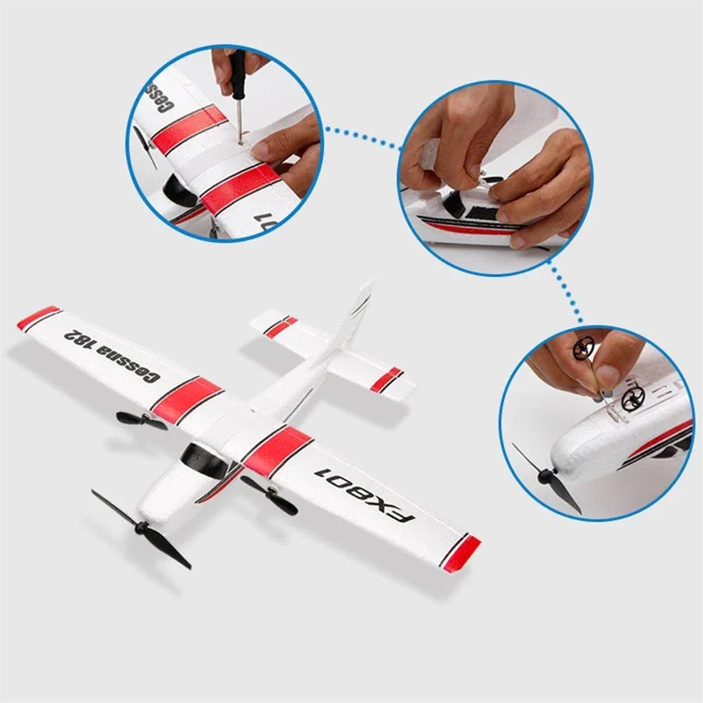 EPP Foam FX801 Avion RC - Avion à distance 2CH pour enfants, jouet facile à assembler cadeau