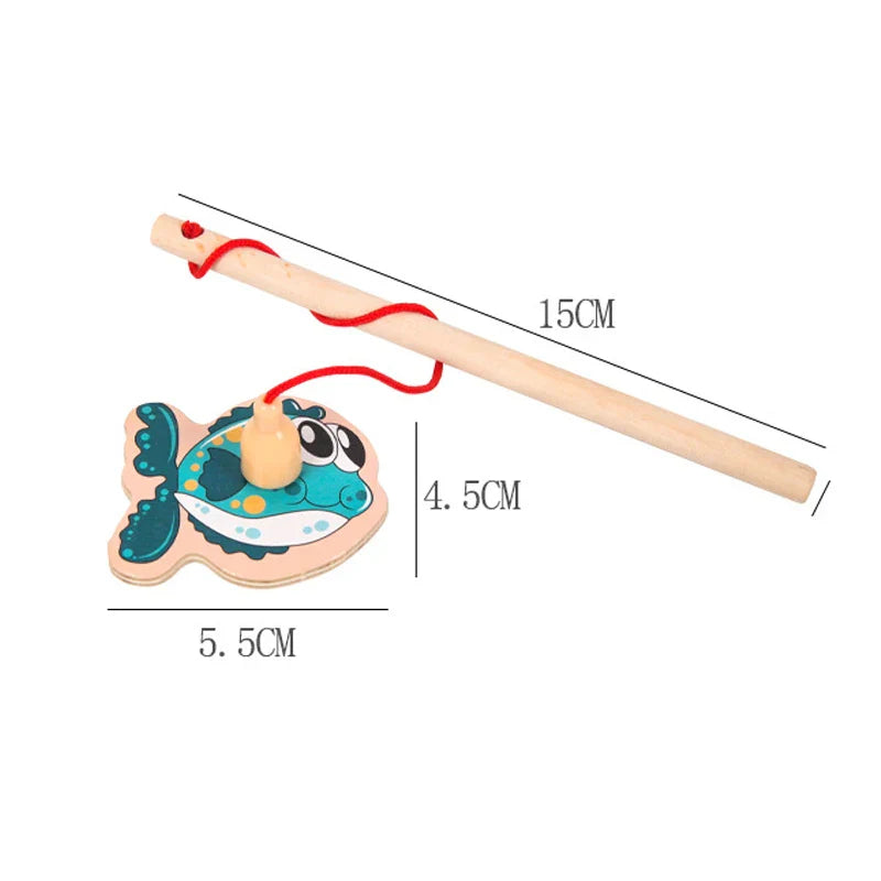 Jeu de pêche en bois Montessori interactif - Jouet d'apprentissage sur la vie marine magnétique pour enfants, engagement parent-enfant, design écologique