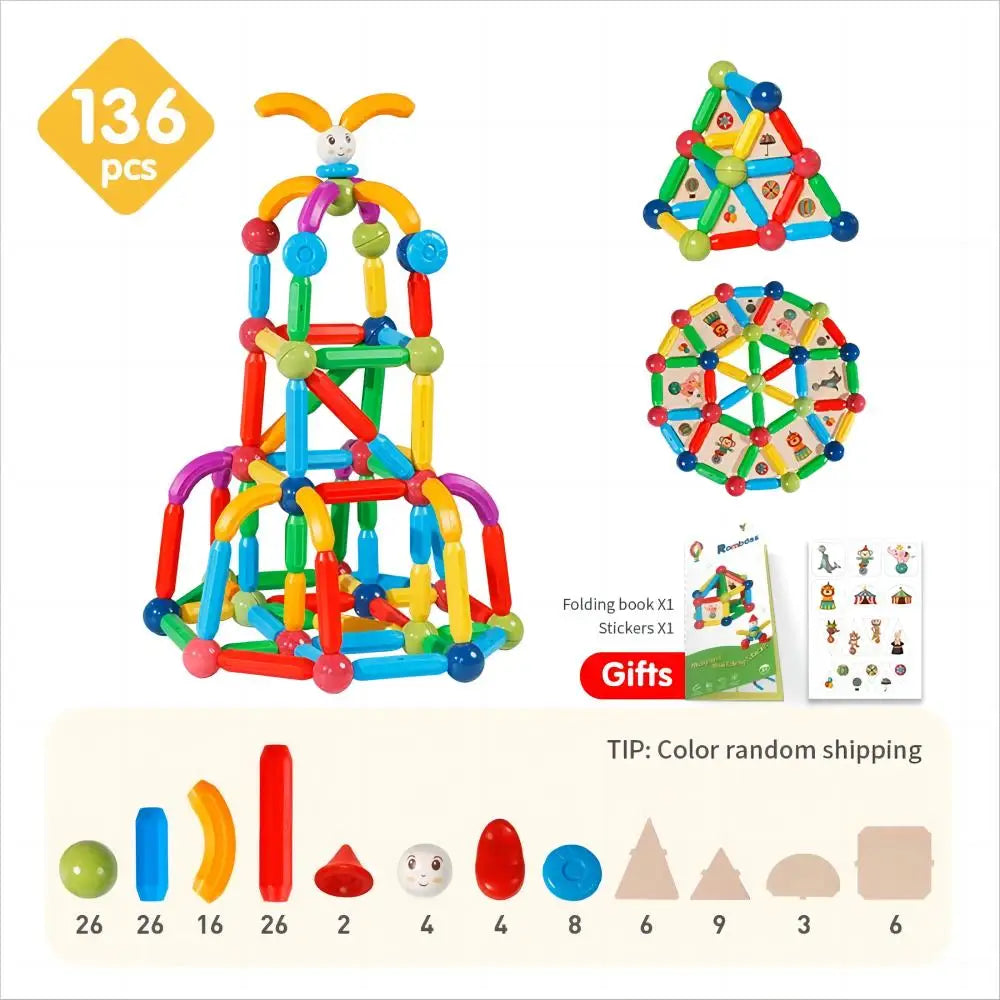 Ensemble de Blocs de Construction Magnétiques - Jouet Éducatif pour Enfants avec Bâtons et Boules Magnétiques pour un Jeu Créatif, Cadeau Idéal pour Garçons et Filles