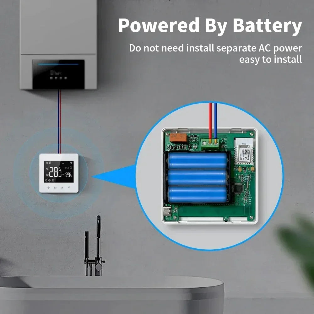 Thermostat d'affichage de chaudière à eau Tuya Zigbee - Contrôle de température WiFi via SmartLife Google Alexa Apps