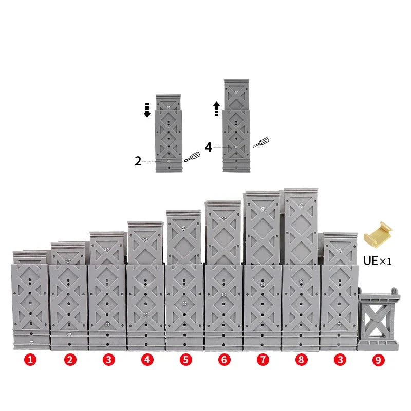 Set de rails de train en bois avec pistes en spirale et piliers de pont - 26 pièces Cadeau écologique pour enfants