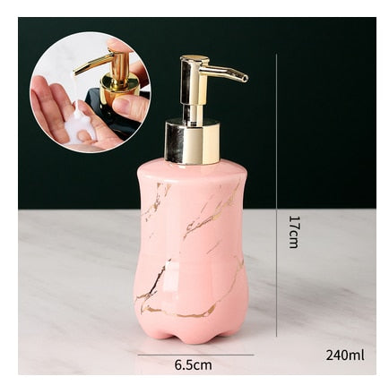 Distributeur de savon en marbre solide élégant pour salle de bain