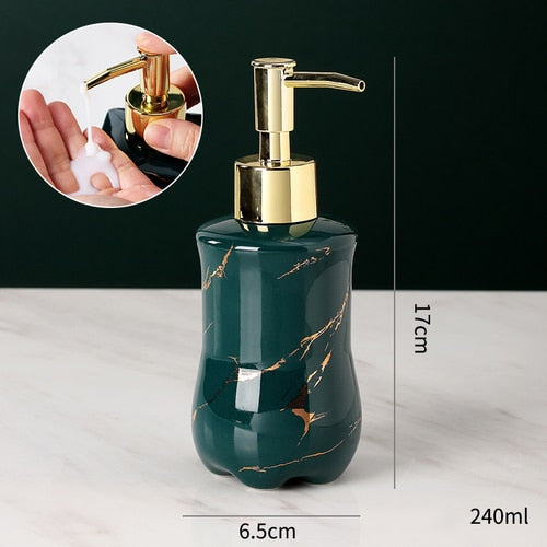 Distributeur de savon en marbre solide élégant pour salle de bain