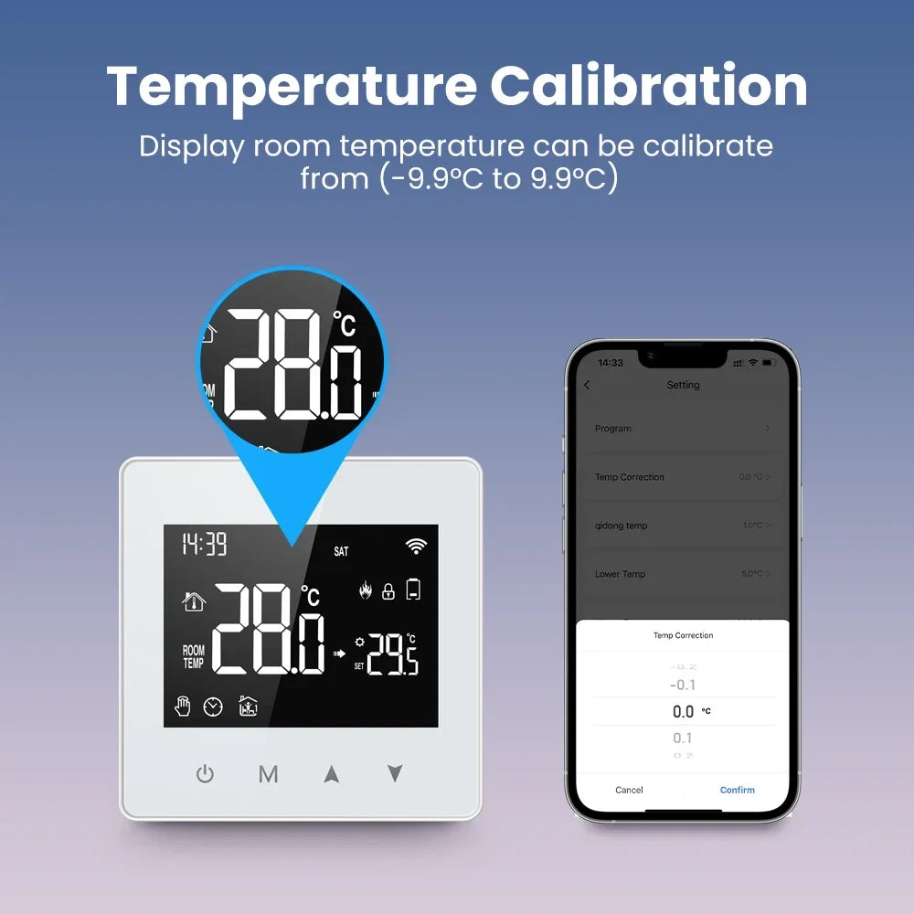 Thermostat d'affichage de chaudière à eau Tuya Zigbee - Contrôle de température WiFi via SmartLife Google Alexa Apps