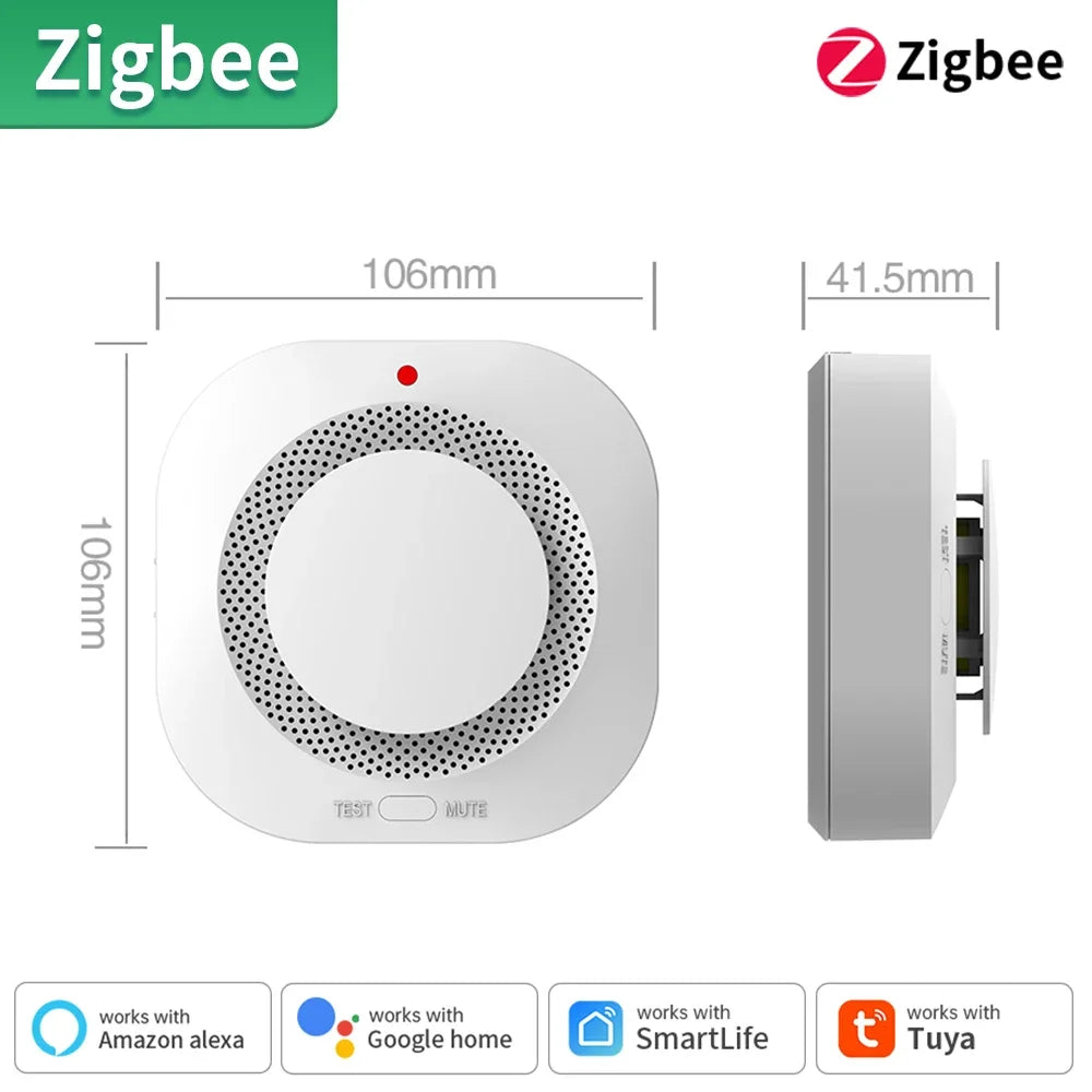 Détecteur de fumée et alarme intelligente Tuya - Alarme 80db contrôlée par WiFi via les applications SmartLife Google Alexa