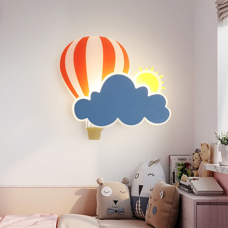 Floroux LED Applique Murale | Design Créatif de Montgolfière & de Nuage | Pour Chambre d'Enfant | Lumière Blanc Chaud & Blanche