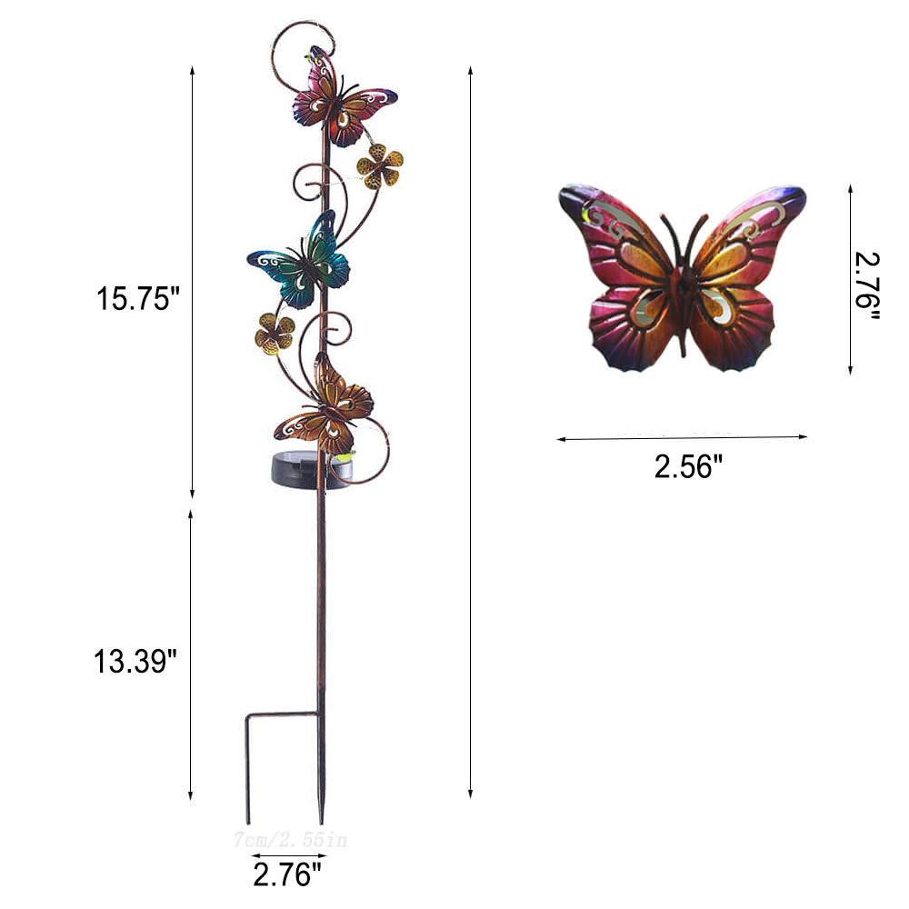 Floroux Solar Garden Lamp | Metal Design | Butterfly, Dragonfly, Hummingbird | Landscape Lighting