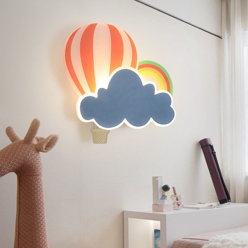 Floroux LED Applique Murale | Design Créatif de Montgolfière & de Nuage | Pour Chambre d'Enfant | Lumière Blanc Chaud & Blanche