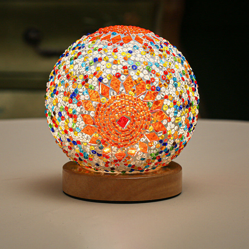 LumineuseBohème – Lampe de Table LED USB au Design en Verre Orbital – Éclairage Chaleureux