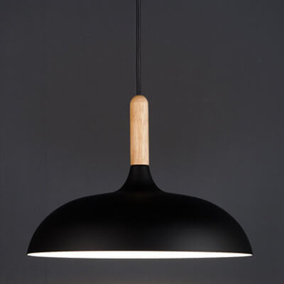 Floroux Modern Pendant Light | Wood-Metal Design | LED Lamp | Dome Style | Various Sizes and Colors