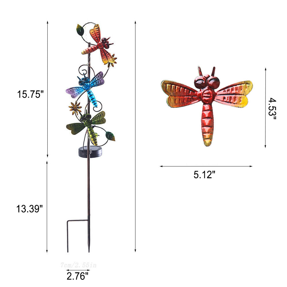 Floroux Solar Garden Lamp | Metal Design | Butterfly, Dragonfly, Hummingbird | Landscape Lighting