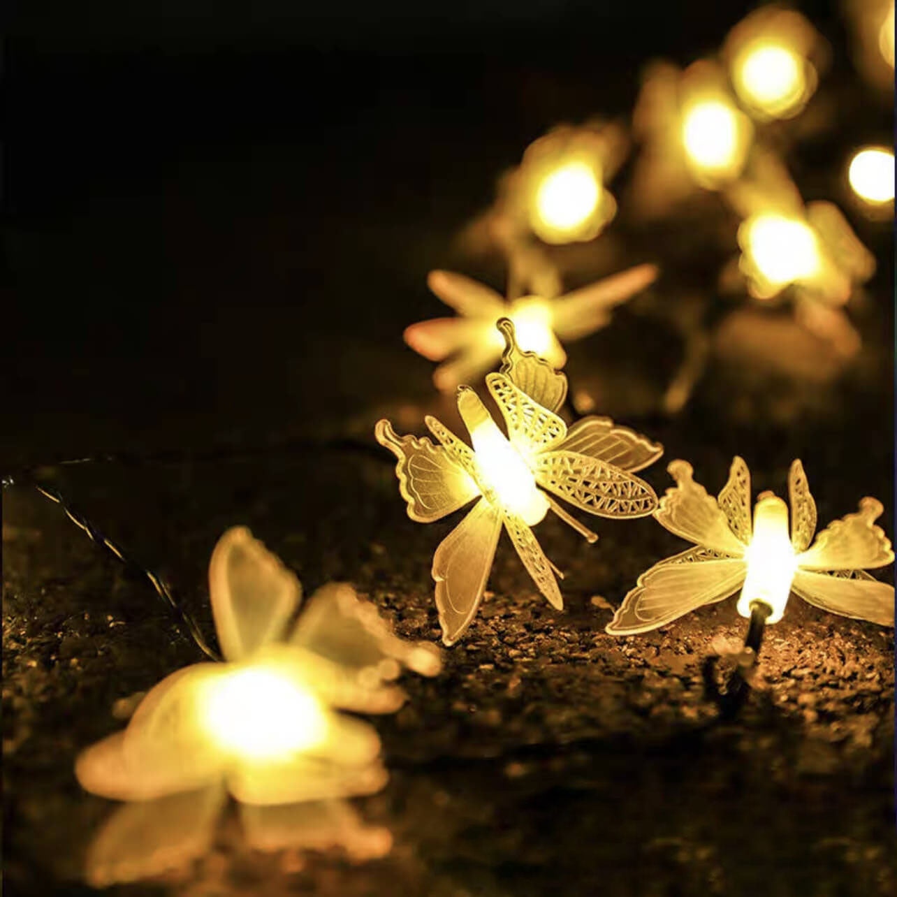 Floroux Guirlande LED | Design Papillon | Pour Jardin, Balcon & Terrasse | Décoration Extérieure